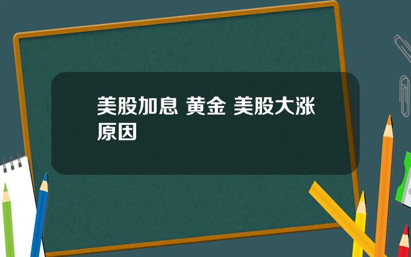 美股加息 黄金 美股大涨原因